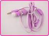 Fashionable Beautiful Flat Cable pink Metal Earphone, Noise Cancelling Earbuds For Cell Phone