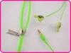 Durable And Lightweight Green Cartoon Mp3 Cute Zipper Earphones For Mp3 / Mp4 Players