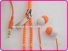 Fashionable Orange Color Cartoon Mp3 Cute Zipper Earphone For Mp3 / Mp4 Players