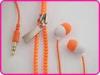 Durable Lightweight 3.5mm Stereo Orange Color Cartoon MP3 Cute Zipper Earphones YDT2