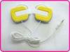 3.5mm Stereo Ear Hook MP3 MP4 Earphones, Yellow Ear Hook Earphones For MP3 / MP4 Players