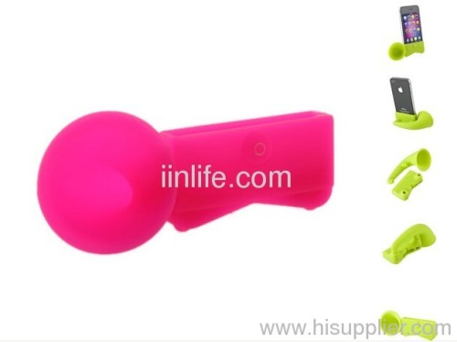Cute Portable Colorful Silicone Horn Stand Amplifier Speaker For iPhone 4 4S 4G