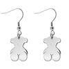 Non-Allergenic Cute Fashion Stainless Steel Teddybear Drop Hook Earring, E011 Wire Cutting Fish Hook