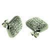 E383 Square Design Fashion Crystal Rhinestone Stainless Steel Diamond Stud Earrings, Stainless Steel