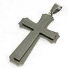 Stainless Steel Men's Two-layer Cross Design Pendant Necklace, P199 Stainless Steel Cross Pendant Fo