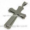 Stainless Steel Men's Two-layer Cross Design Pendant Necklace, P199 Stainless Steel Cross Pendant Fo