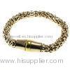 BR900-3 Stainless Steel Thick Popcorn Magnetic Closure Bracelet, Gold Color, Rose Gold Popcorn Brace