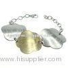BR582-1 IP Gold Color Womens Stainless Steel Bracelets With Silk-screen, ODM, OEM Link Bracelet For
