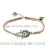 Stainless Steel Hamsa and Evil Eye Cotton Charm Bracelet, BR1051-2 Yellow Cotton Cord Bracelet