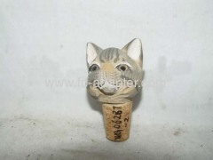 Cat Wooden Carved Wine Bottle Cork
