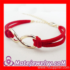 Gold Plated Lobster Clasp Infinity Leather Chain Bracelet