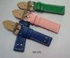 Custom Green / Blue / Pink Leather Watch Straps 18 - 24mm With Buckle, 9mm Cut-edge Loops