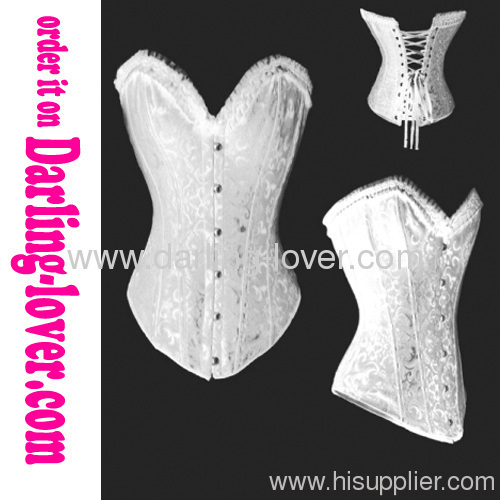 White Embroidered Steel Bone Corset