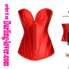 Red satin strapless steel bone corset