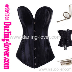 Black satin strapless steel bone corset