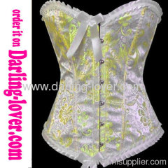 Floral Yellow strapless lace Corset