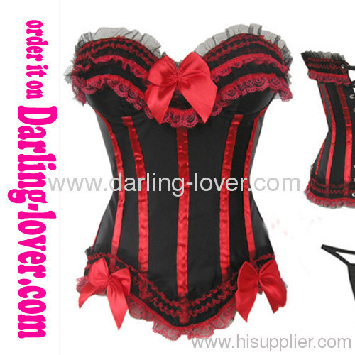 Red bows colorful lace corset