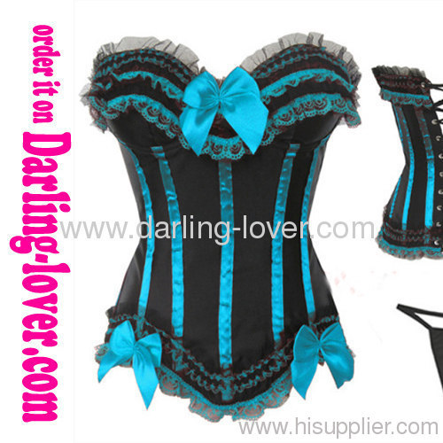Blue bows colorful lace corset
