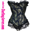 Gold floral pattern blue ground lace corset