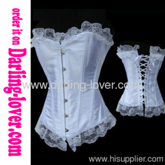 White satin lace trim lace corset