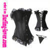 Black satin lace trim lace corset