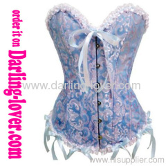 blue floral pattern lace corset