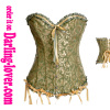 Green Gold floral pattern lace corset