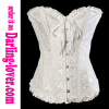 white printed ruffle satin trim lace corset