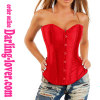 Sexy red satin overbust corset