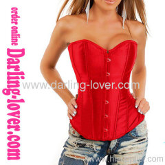 Sexy red satin overbust corset