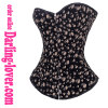 black yellow flower printed overbust corset
