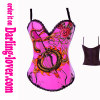 printed dargon pink overbuste corset