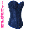 Blue printed flower fabric overbust corset