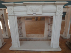 Fangshan White marble pillar fireplace mantel