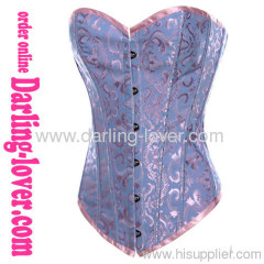 sexy blue calico overbust corset