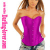 Sexy purple satin strapless overbust corset