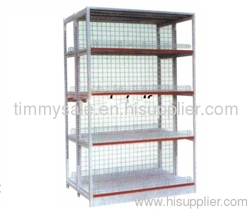 Double-sided centre back board supermarket shelf for shopping mall