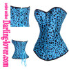 Blue ground black spot overbust corset