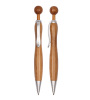 Promotional bamboo ballpoint pen with ball-shape click