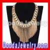 Golden Chunky Chain Crystal Tassel Choker Necklaces Wholesale