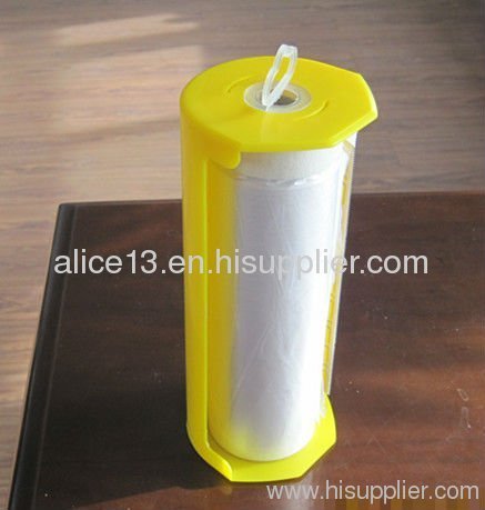 Taped plastic drop film with dispenser