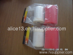 Taped protective plastic masking film with dispenser for car