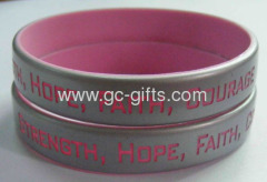 Silver painted debossed silicone bracelets