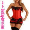 Red Satin Corset sets With lace