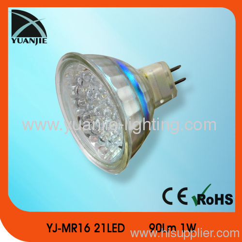 1w 21led GU10/MR16/E27/E14 high power led spot light lamp