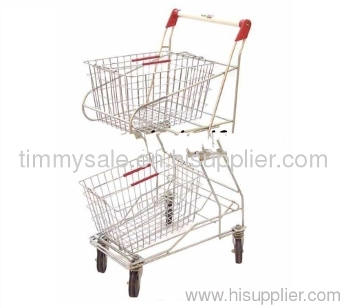 double wire mesh basket shopping cart/hand trolley/luggage trolley