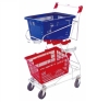 Powder Coated Unfolding two basket Hand trolley /Shopping Basket Cart/ grocery cart