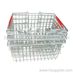 chrome plated iron wire carry shopping basket/plastic baskets with handle/supermarket basket