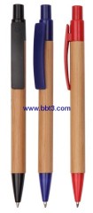 Promotional bamboo ballpoint pen with plastic accessories