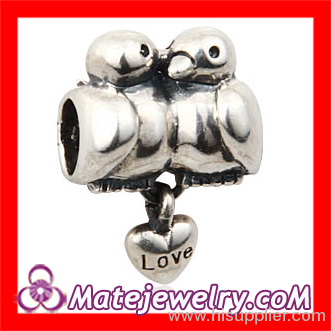 Cheap 925 Sterling Silver european Lovebirds Charms Bead